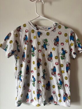 Kids White Super Mario Graphic Short Sleeve Tee